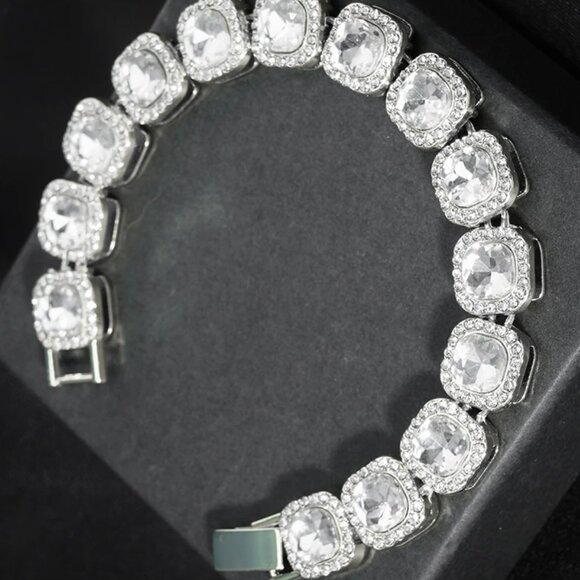 ⭐ Large 8" Iced Out Diamond Bracelet 17.00 Ctw. Chain 13mm Wide 18k White Gold ⭐ - Picture 6 of 6